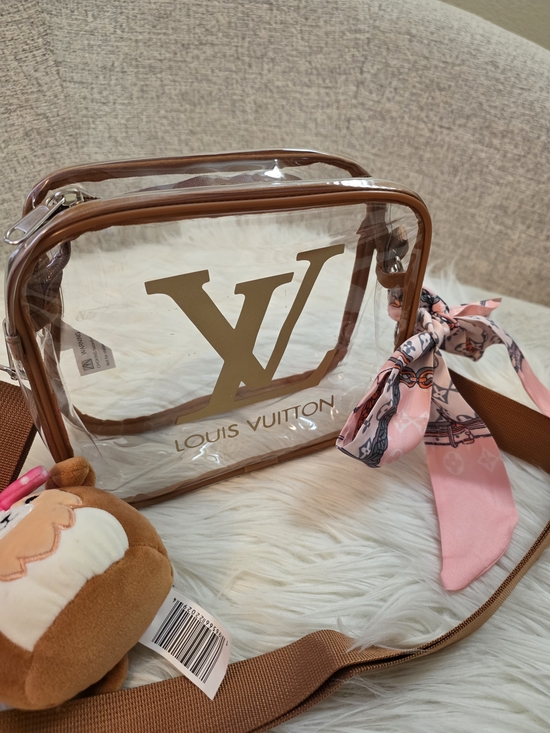 Handbags - Clear Brown Trim Crossbody Bag Stadium Bag